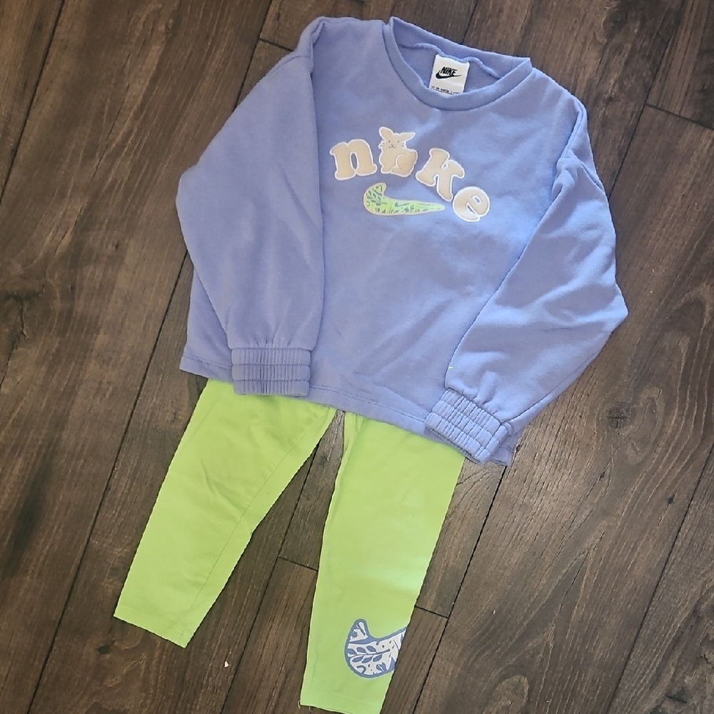 Nike Lavender Sweatshirt and Lime Leggings Set